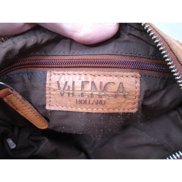 Vilenca Holland Woven Cognac Brown Genuine Leather Crossbody Bag Boho Western - Picture 13 of 14